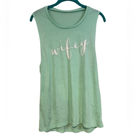 Wifey Mint Green Muscle Tank Top Size XL ☀️ - Picture 1 of 13